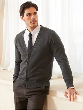 Wool Blend V-Neck Cardigan